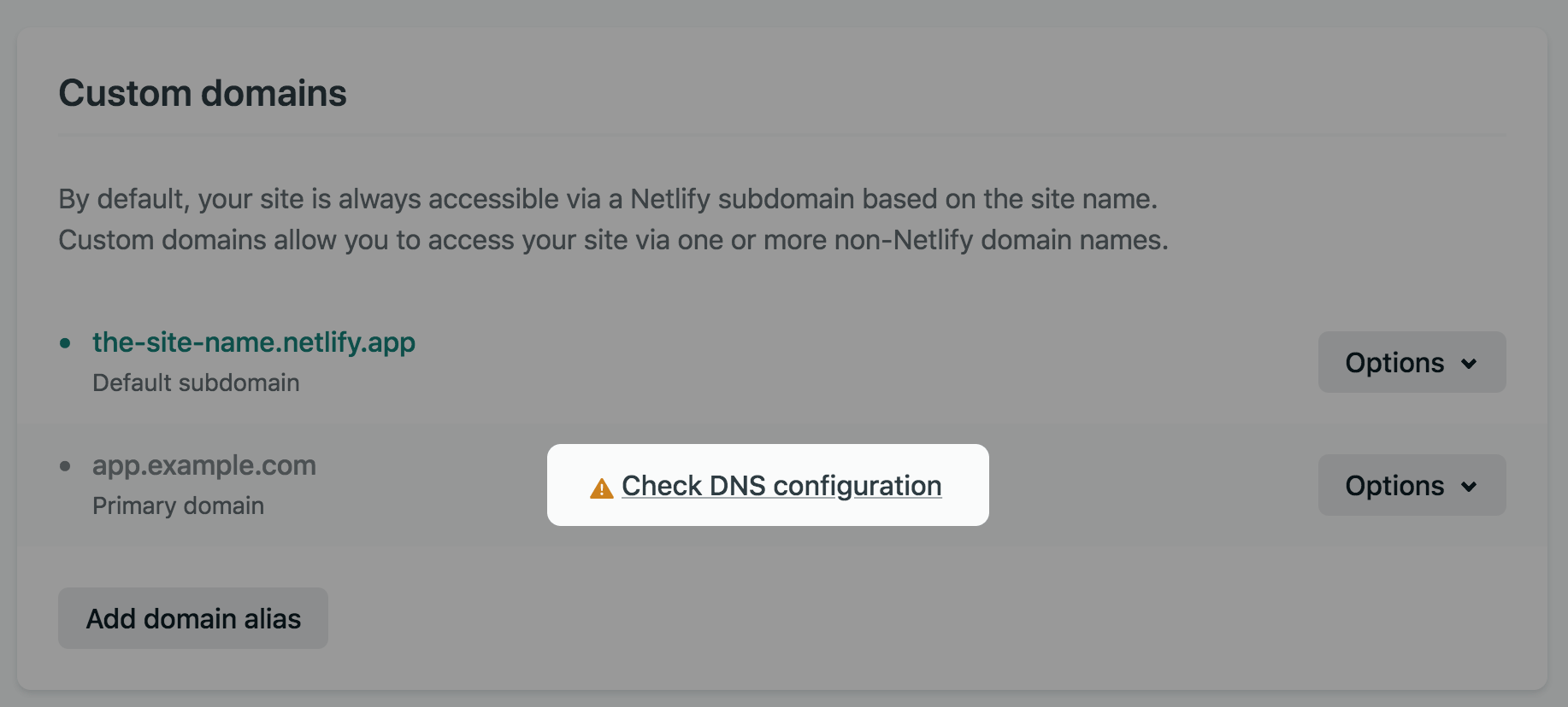 Check DNS configuration Netlify